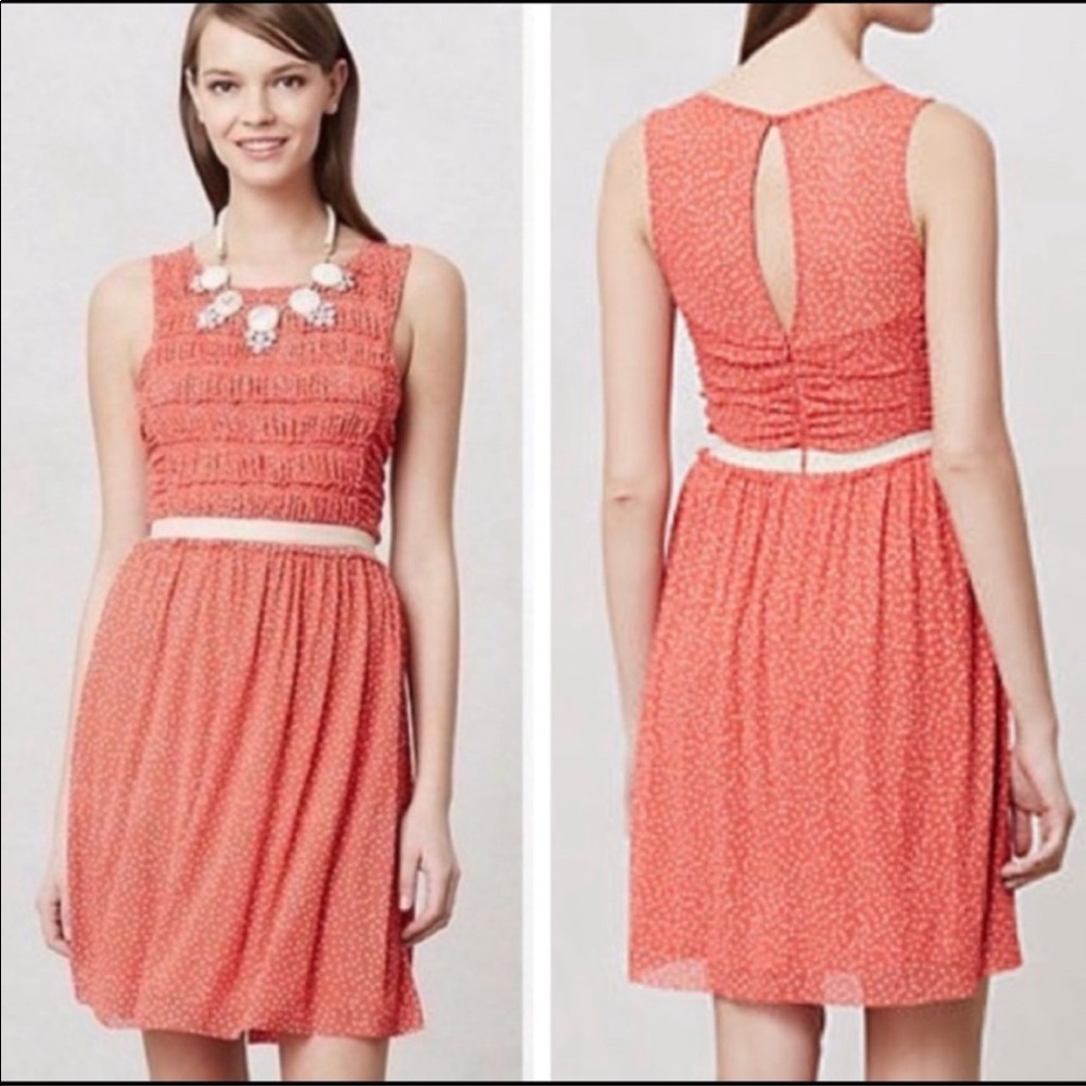 { Anthropologie } Postmark Red Swiss Polka Dot Cottagecore Dress Medium